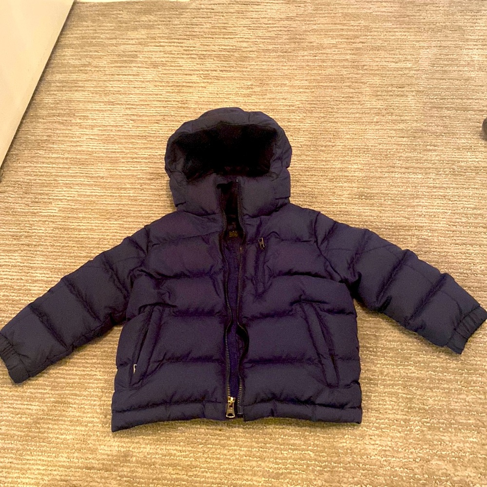 Polo by Ralph Lauren Navy Blue Puffer Jacket with Hood - Kids